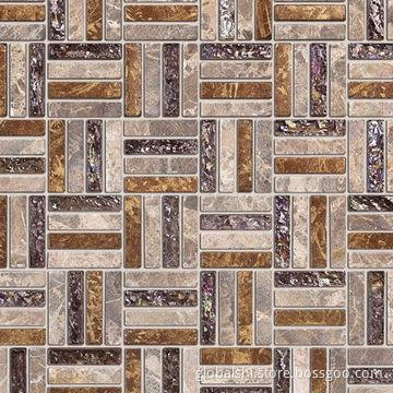 Crystal Stone Glass Mosaic Tile, Glass Mix Natural Marble Stone, 10 Colors, 262 x 262mm
